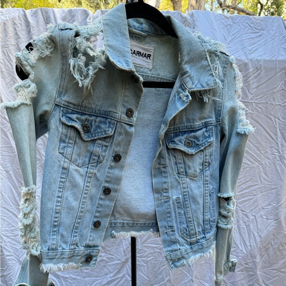 distressed jean jacket - Picture 1 of 6